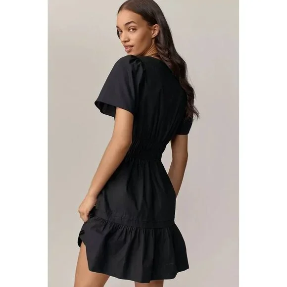 Anthropologie Cotton The Somerset Mini Dress in Black size Small Petite Preppy - Picture 3 of 9